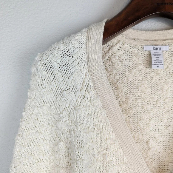 Cardigan Cream Full Zip Front Chunky Popcorn Knit size Medium - Picture 4 of 9